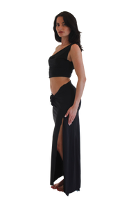 Delilah Asymmetrical Crop in Cool Black