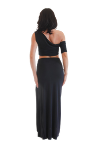 Delilah Asymmetrical Crop in Cool Black