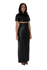 Pelle Black Leather Crop