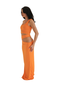 The Brittany Split Orange Maxi Skirt